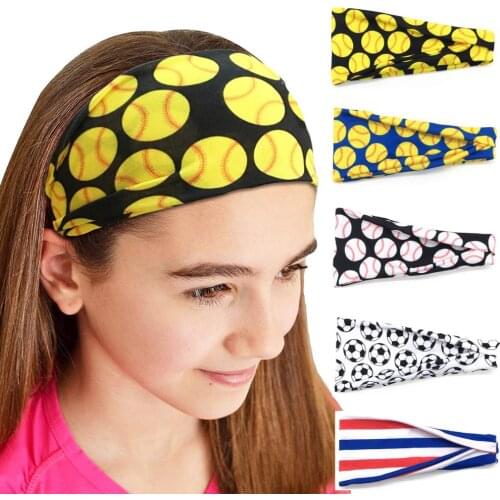 Softball Sports Sweat Ball Headbands Girls Yoga Fitness Women Hair Accessories Prints Bandannas Wide Running Baseball Hairband