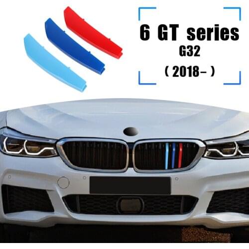 Dropship 3pcs Car 3D M Styling Front Grille Trim Bumper Cover Strip Strips Stickers Cover for BMW 6 Series GT G32 2018