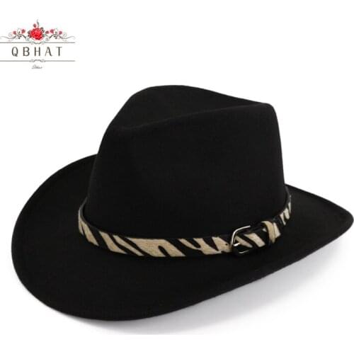 QBHAT Men Women Handmade Wool Felt Panama Hats Cowboy Western Caps Wide Brim Sombrero Fedora Trilby Casual Jazz Formal Hat Cap