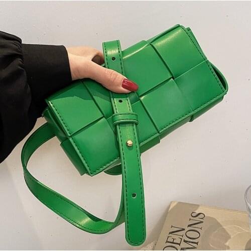Luxury Designer Womens Bag Green Weave Shoulder Bags Female Fashionable Waist Bag Sac Flap Messenger Bags Lady Handbags Vintage
