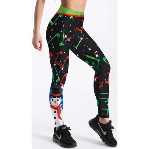 Christmas Leggings Sport Women Fitness High Waist Snowman Santa Xmas Print Running Sports Trouser Workout Athletic Leggings