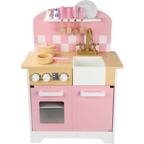 Pink Play House Simulation Kitchen Stove Educational Toys Wooden