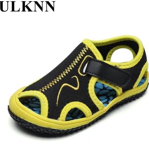 ULKNN Children Summer Sandals Boys Beach Anti-kick Soft-soled Shoe 2021 New Non-slip Sandals Girls Wear-resistant Sports Shoes