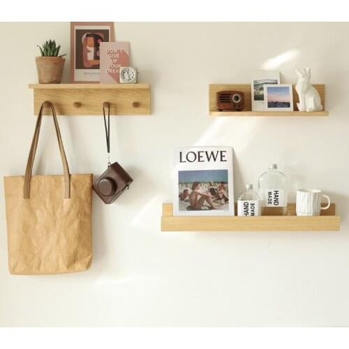 Nordic solid wood kitchen storage rack multi-functional practical bathroom organizer modern simplicity decorative shelf