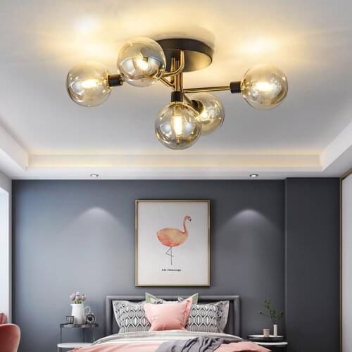 Modern LED Ceiling Lights Glass Indoor Lighting For Living Dining Bedroom Kitchen Indoor Golden Decor Luminaire Light Fixtures