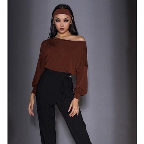 Latin Dance Costumes 2021 New Adult Female Sexy One-Piece With Hair Band Latin Practice Clothes Ballroom Dancing Clothes DQS6591