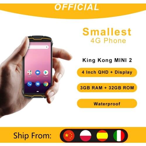 Cubot KingKong MINI2 Waterproof Rugged Phone 4" QHD+ Screen 4G LTE Dual-SIM Face ID Android 10 3GB+32GB 13MP Camera MINI Phone