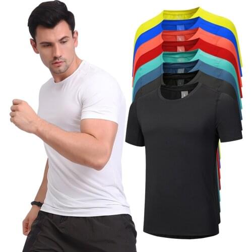High Quality Polyester Men Running T Shirt Quick Drying Fitness Training Clothes T Shirt For Men T-Shirts Gym Sports Shirts Tops