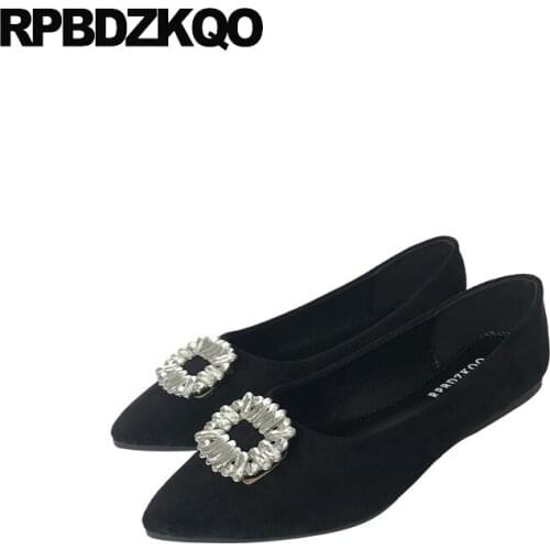 Suede pointed toe wedding black china ladies women dress shoes rhinestone flats comfy crystal 2018 pink party diamond chinese