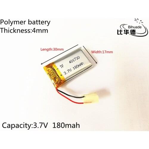10pcs 3.7V,180mAH,401730 PLIB; polymer lithium ion / Li-ion battery for GPS,mp3,mp4,mp5,dvd,bluetooth,model toy mobile bluetooth