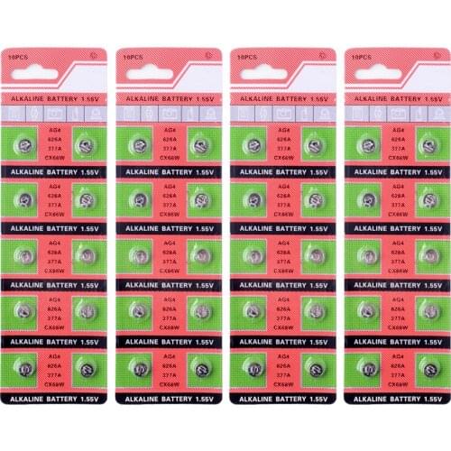 100PCS Watch Coin Battery AG4 377A 377 LR626 SR626SW SR66 LR66 Button Cell Batteries Toys Remote Camera