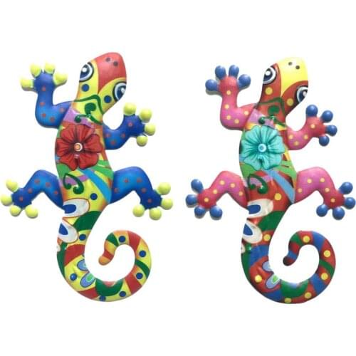 2pcs Rustproof Iron Gecko Wall Decoration Metal Lizard Ornament For Home Garden