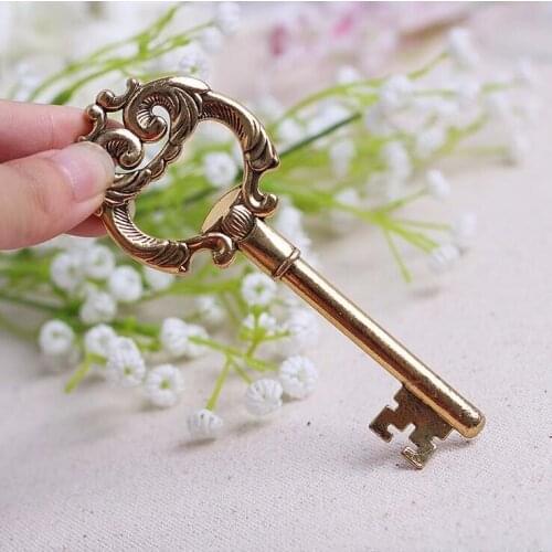 200pcs Key to My Heart Gold Antique Key Bottle Opener Wedding Party Favor Gift Vintage Rustic