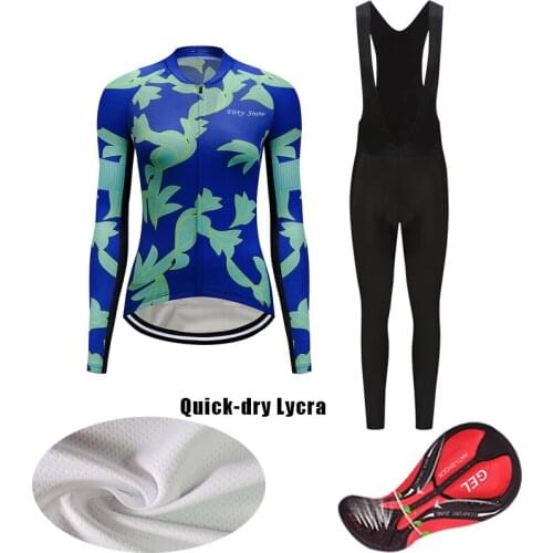2021 Sun-Proof Long Sleeve Women Cycling Jersey Set Fashion Road Bike Clothing Kit MTB Dress Female Bicycle Clothes Suit Uniform