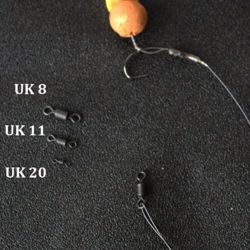 30PCS Long Barrel Rolling Swivel Size 8 11 20 Micro Swivel For Carp Rigs Fits Rigs Clips Matt Black Carp Fishing Terminal Tackle