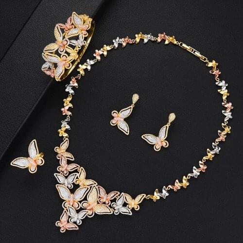 GODKI Jimbora Luxury Charm Shiny Full Butterfly 4PCS Jewelry sets For Women Wedding Cubic Zircon CZ Dubai Bridal Jewelry Set