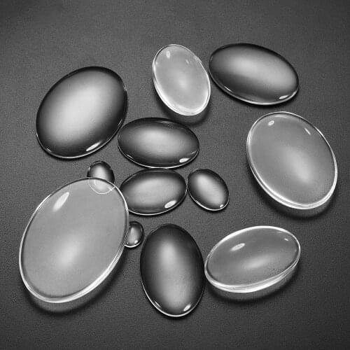 5-50pcs/lot Length 10-50mm Oval Flat Transparent Glass Cabochon Dome Cover DIY Pendant Ring Jewelry Making Supplies Accessories
