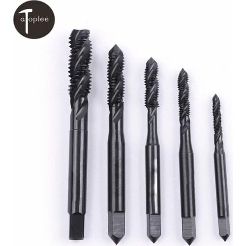 5PCS Nitriding HSS Machine Hand Tap Screw Right Thread Tap 3mm,4mm,5mm,6mm,8mm 35 HRC Nitride Black Metric Plug Tool