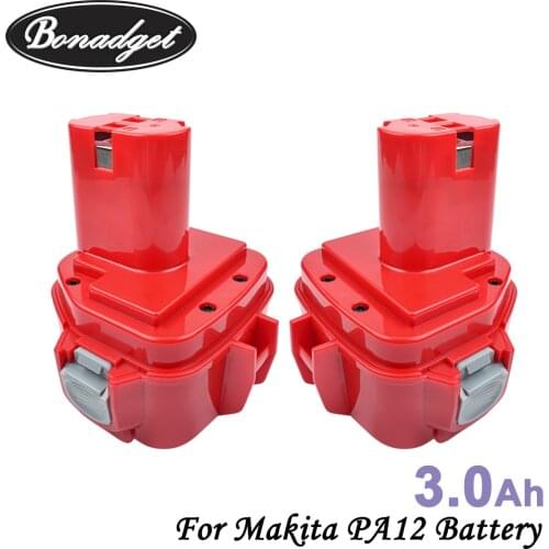 Bonadget 2Piece 12v 3000mAh NI-MH Rechargeable Battery For Makita PA12 1220 1222 1222 1233 1234 1235 1235F Power Tools Battery