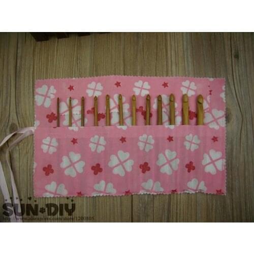 Free Shipping Bamboo Crochet hooks 12pcs 3.0-10.0mm with bag crafts crochet for DIY knitting/Needlework