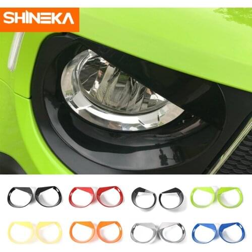 SHINEKA Lamp Hoods For Jeep Renegade 2016-2018 2pcs Headlight Cover Bezels for Jeep Renegade Stickers Car Exterior Accessories