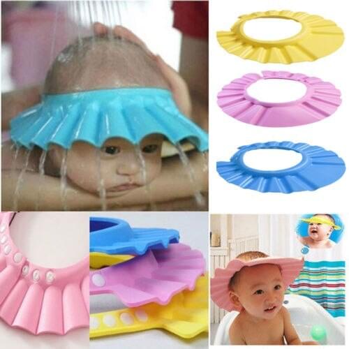 Brand New Children Kids Safe Adjustable Baby Kids Shampoo Bathing Shower Cap Hat Wash Hair Shield Protect Eye adjustable elastic