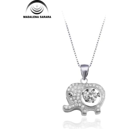 MADALENA SARARA AAAA Cubic Zirconia Elephant Style Sterling Silver 925 Chain Necklace Fashion Cute Korean Trendy