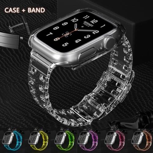 Cover Case + Band Transparent silicone Sport Watch Band straps for Apple Watch series 6 5 4 3 bracelet for Iwatch 44mm 40mm 42mm