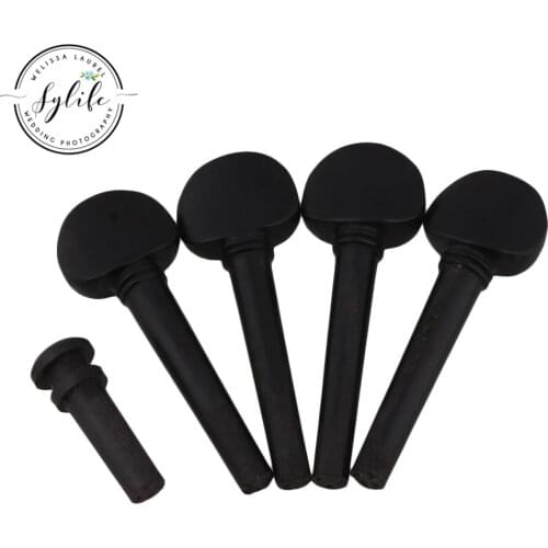 Black Ebony 1/16 Violin Tuning Pegs with Tail End Pin 46 x 16mm