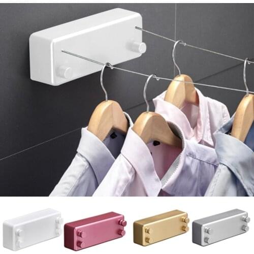Home 4.2M Steel Wire Invisible Wall Hanger Indoor Retractable Solid Clothesline Retractable Clothesline Clothes Dryer