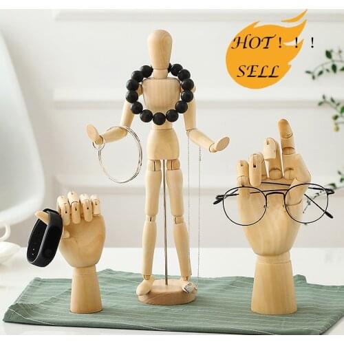 Nordic Style Wooden Figures Creative Wood Joint Model Doll Wooden Sculpture Figurines Miniatures Art Model Ornament Home Decor