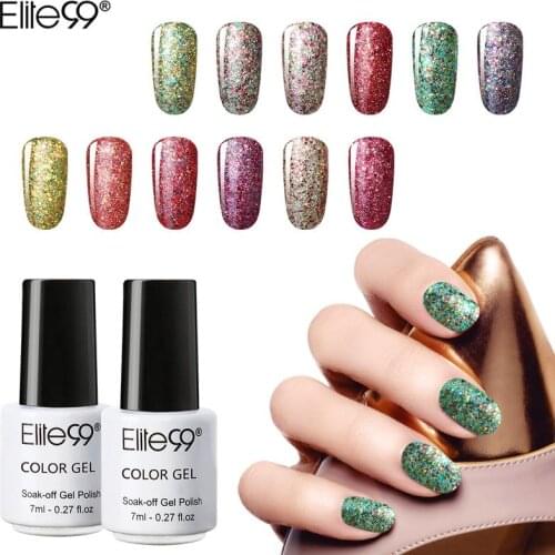 Elite99 7ml Super Bling Gel Nail Polish Soak Off Shiny Starry UV LED Gel Polish Hybrid Nail Glitter Nail Art Manicure Gel Vernis