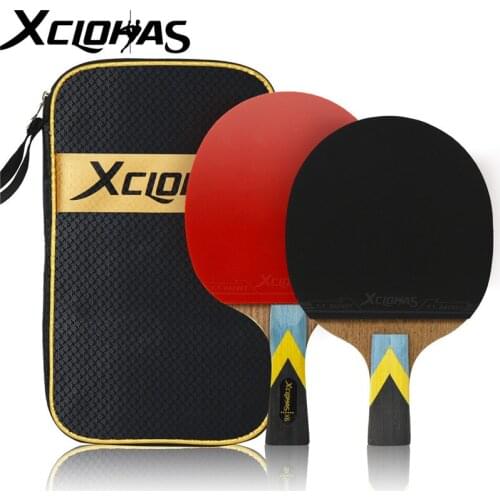 XC LOHAS 6 Star 2Pcs Upgraded Carbon Table Tennis Racket Set Customized Super Powerful Ping Pong Racket Bat for Training Club