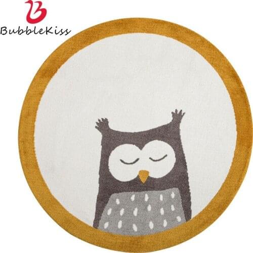 Bubble Kiss Owl Pattern Round Carpets For Living Room Coffee Table Childrens Room Rugs Soft Absorbent Home Decoration Floor Mat