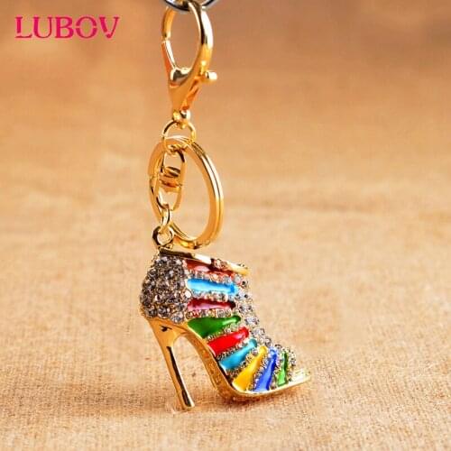 Colorful 2018 Creative Hollow High Heel Shoes Key Chain Ring Holder Fashion Cute Purse Keyring Women Bag Accessory Jewelry Gift