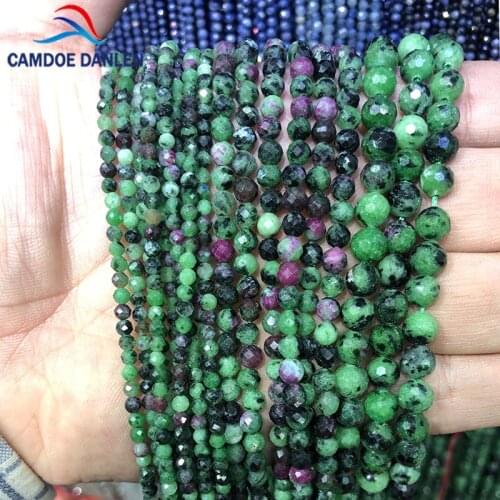 High Quality Natural Stone Faceted Green Epidote Round Beads For Jewelry Making 2/3/4mm DIY Necklace Bracelet Earring