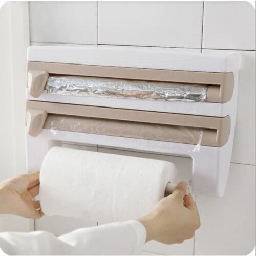 Kitchen Organizer Cling Film Sauce Bottle Storage Rack Tin Foil Paper Towel Holder Plastic Wrap Cutting Kitchen Accessorie