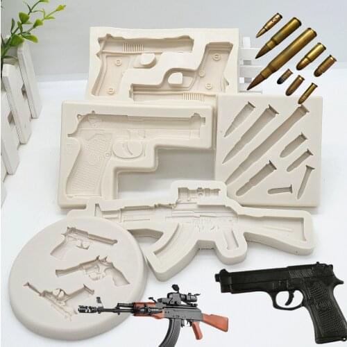 Luyou 1pc Guns and bullets silicone mold cake molds cake decorating tools fondant chocolate gumpaste mold FM1925