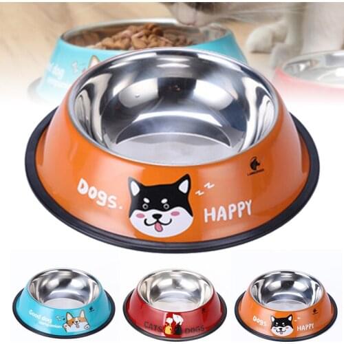 Cat Dog Bowl Stainless Steel Cat Bowls Safeguard Neck Puppy Cat Feeder Non-slip Cat Supplies Crash Elevated Cats ​Food Bowl