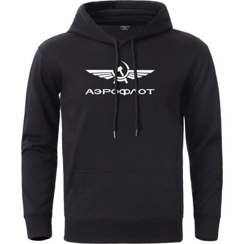Aeroflot CCCP Civil Aviation Ussr Russia Airforce Hip Hop Hoodies Sweatshirts Mens 2019 Autumn Winter Simple Print Streetwear