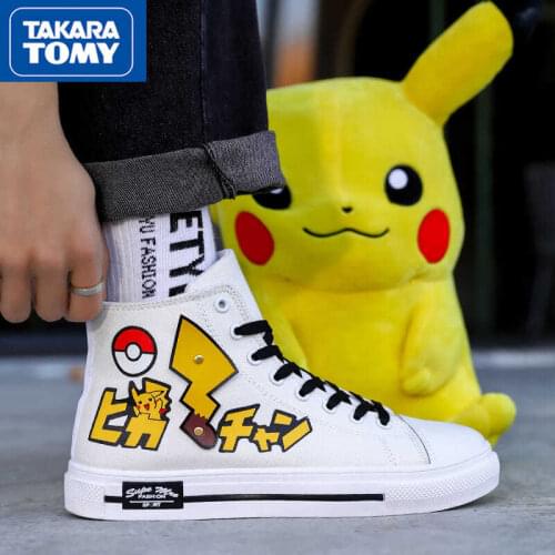 TAKARA TOMY Pokemon Mens Fashion Comfortable Non-slip Wear-resistant Breathable Sneakers Simple Cartoon High-top Shoes