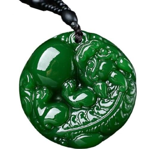 Men Necklace Pendant White Green Jades Brave Troops PIXIU Pendant Free Chain for Female Fashion Jewelry