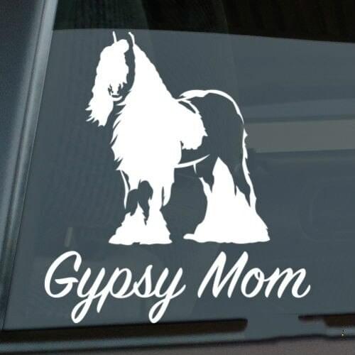 Gypsy Mom Sticker Die Cut Vinyl - Ver 3 Irish Cob Coloured Tinker Horse window decal Size(inch): 4.55 X 5.00