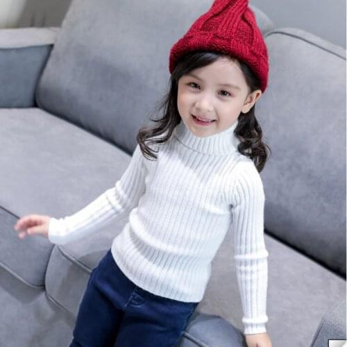 2020 Autumn Winter Children Thick Sweaters Girls Knit Sweater Ins Turtleneck Girls Sweaters