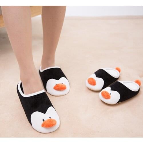 Autumn Winter Family Matching Cotton Warm Slippers Unisex Flannel penguin Slippers Kids Home Indoor Baby Soft Cartoon Cute Shoes