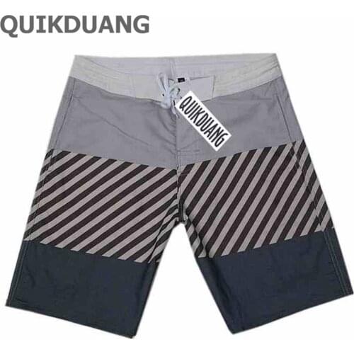 NWT Casual Shorts Men Gray Bermuda Striped Board Shorts Spandex Beachshorts Male Stretch Surf Pants Beach Shorts 107