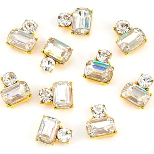 Rectangle Rhinestone Beads Flatback Glass Charms Gems Stones Nail Crystals AB Rectangle Nail Art Rhinestones Nails Decor