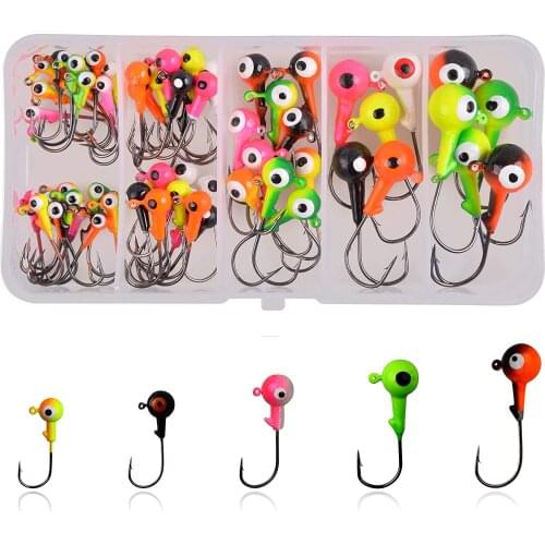 60pcs/Box Fishing Jig Head Hooks Fishing Hook Lead Jig Lure Hard Baits Soft Worm Fishing Tackle Soft Worm Shrimp Lures Hooks