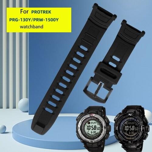 Silicone watch belt for CASIO PROTREK series prg-130y/prw-1500y mens silicone watchband accessories specia interface wristban