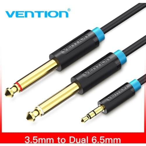 Vention 3.5mm to Dual 6.5mm Adapter Jack Audio Cable Double 6.35mm Male 1/4" Mono Jack to Stereo 1/8" 3.5mm Jack aux Cord